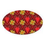 Digitally Created Seamless Love Heart Pattern Oval Magnet Front