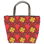 Digitally Created Seamless Love Heart Pattern Bucket Bags Front