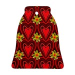 Digitally Created Seamless Love Heart Pattern Bell Ornament (Two Sides) Back