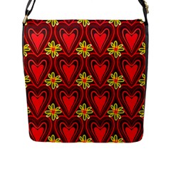 Digitally Created Seamless Love Heart Pattern Flap Messenger Bag (l)  by Nexatart