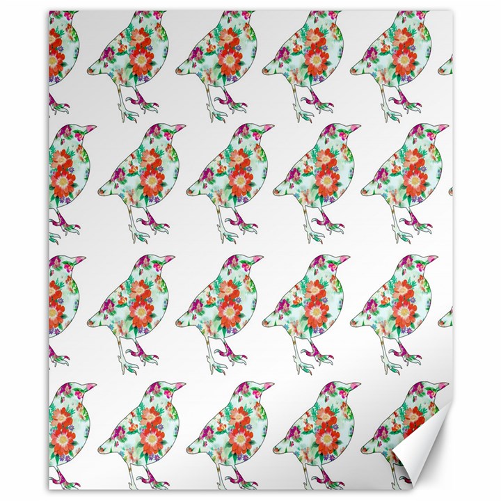 Floral Birds Wallpaper Pattern On White Background Canvas 8  x 10 