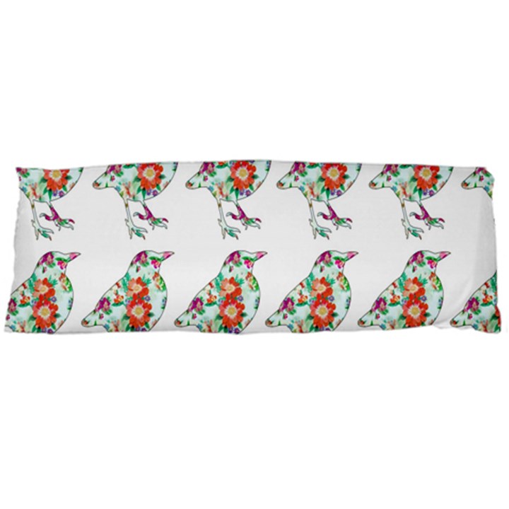 Floral Birds Wallpaper Pattern On White Background Body Pillow Case (Dakimakura)