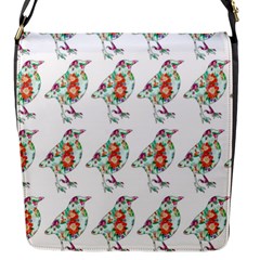 Floral Birds Wallpaper Pattern On White Background Flap Messenger Bag (s) by Nexatart