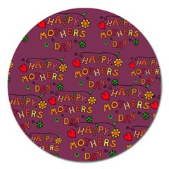 Happy Mothers Day Text Tiling Pattern Magnet 5  (round) by Nexatart