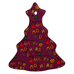 Happy Mothers Day Text Tiling Pattern Christmas Tree Ornament (two Sides) by Nexatart