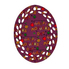 Happy Mothers Day Text Tiling Pattern Ornament (oval Filigree) by Nexatart