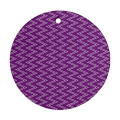 Purple Zig Zag Pattern Background Wallpaper Ornament (round) by Nexatart