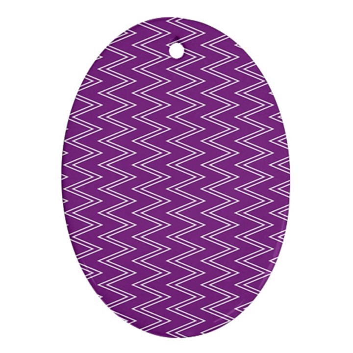 Purple Zig Zag Pattern Background Wallpaper Oval Ornament (Two Sides)