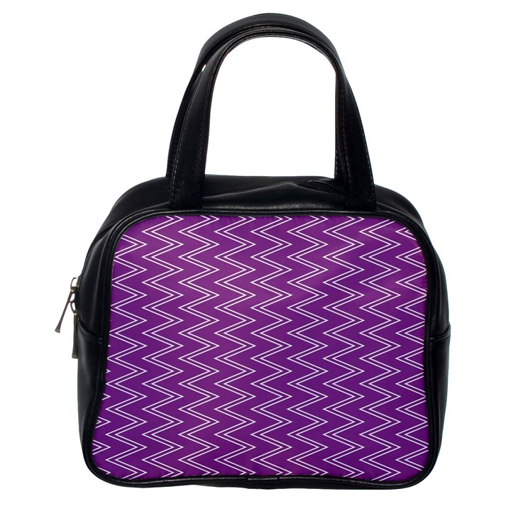 Purple Zig Zag Pattern Background Wallpaper Classic Handbags (One Side)