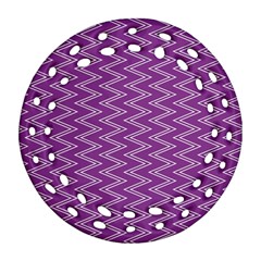 Purple Zig Zag Pattern Background Wallpaper Ornament (round Filigree) by Nexatart