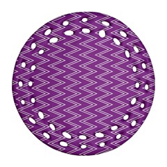 Purple Zig Zag Pattern Background Wallpaper Round Filigree Ornament (two Sides) by Nexatart