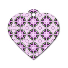 Pretty Pink Floral Purple Seamless Wallpaper Background Dog Tag Heart (one Side) by Nexatart