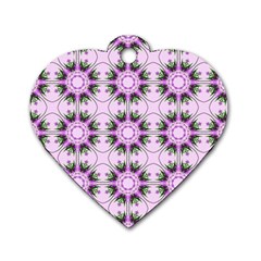 Pretty Pink Floral Purple Seamless Wallpaper Background Dog Tag Heart (two Sides) by Nexatart
