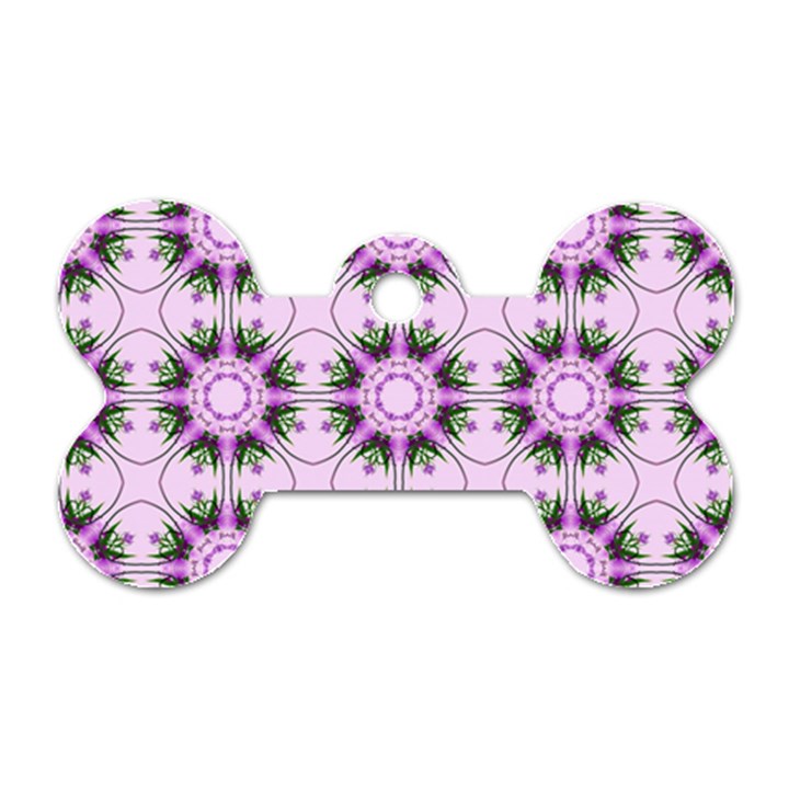 Pretty Pink Floral Purple Seamless Wallpaper Background Dog Tag Bone (Two Sides)