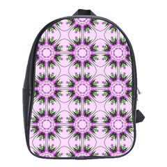Pretty Pink Floral Purple Seamless Wallpaper Background School Bags(large)  by Nexatart