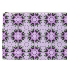 Pretty Pink Floral Purple Seamless Wallpaper Background Cosmetic Bag (xxl) 