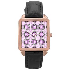 Pretty Pink Floral Purple Seamless Wallpaper Background Rose Gold Leather Watch  by Nexatart