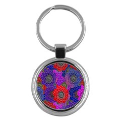 Colorful Background Of Multi Color Floral Pattern Key Chains (round)  by Nexatart