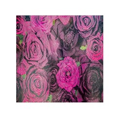 Oil Painting Flowers Background Small Satin Scarf (square) by Nexatart