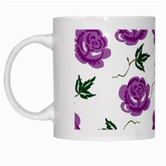 Purple Roses Pattern Wallpaper Background Seamless Design Illustration White Mugs by Nexatart