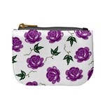 Purple Roses Pattern Wallpaper Background Seamless Design Illustration Mini Coin Purses Front