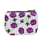 Purple Roses Pattern Wallpaper Background Seamless Design Illustration Mini Coin Purses Back