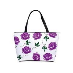 Purple Roses Pattern Wallpaper Background Seamless Design Illustration Shoulder Handbags by Nexatart
