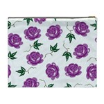 Purple Roses Pattern Wallpaper Background Seamless Design Illustration Cosmetic Bag (XL) Back