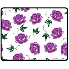 Purple Roses Pattern Wallpaper Background Seamless Design Illustration Double Sided Fleece Blanket (medium) 