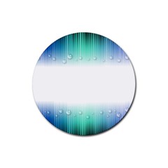 Blue Stripe With Water Droplets Rubber Coaster (Round) 