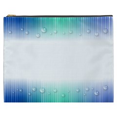 Blue Stripe With Water Droplets Cosmetic Bag (XXXL) 