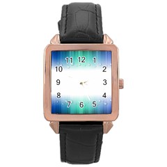 Blue Stripe With Water Droplets Rose Gold Leather Watch 