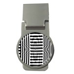 Black And White Abstract Stripped Geometric Background Money Clips (Round)  Front