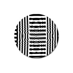 Black And White Abstract Stripped Geometric Background Magnet 3  (round) by Nexatart