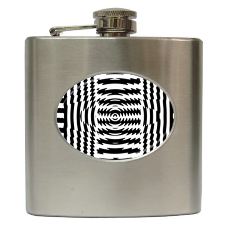 Black And White Abstract Stripped Geometric Background Hip Flask (6 oz)