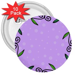 Hand Drawn Doodle Flower Border 3  Buttons (10 Pack)  by Nexatart