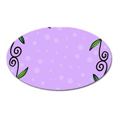 Hand Drawn Doodle Flower Border Oval Magnet by Nexatart