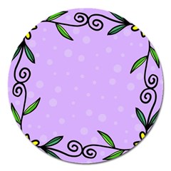 Hand Drawn Doodle Flower Border Magnet 5  (round) by Nexatart