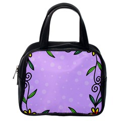 Hand Drawn Doodle Flower Border Classic Handbags (one Side)