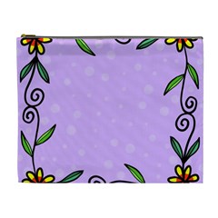 Hand Drawn Doodle Flower Border Cosmetic Bag (xl) by Nexatart