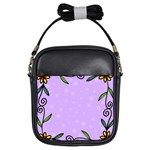 Hand Drawn Doodle Flower Border Girls Sling Bags Front