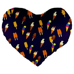 Seamless Cartoon Ice Cream And Lolly Pop Tilable Design Large 19  Premium Heart Shape Cushions by Nexatart