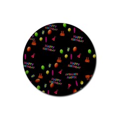 Cartoon Birthday Tilable Design Rubber Coaster (round)  by Nexatart