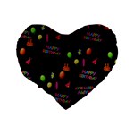 Cartoon Birthday Tilable Design Standard 16  Premium Heart Shape Cushions Back