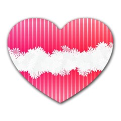 Digitally Designed Pink Stripe Background With Flowers And White Copyspace Heart Mousepads by Nexatart