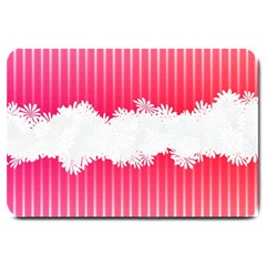 Digitally Designed Pink Stripe Background With Flowers And White Copyspace Large Doormat  by Nexatart