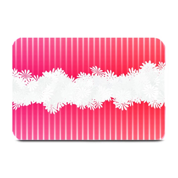 Digitally Designed Pink Stripe Background With Flowers And White Copyspace Plate Mats