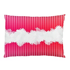 Digitally Designed Pink Stripe Background With Flowers And White Copyspace Pillow Case by Nexatart