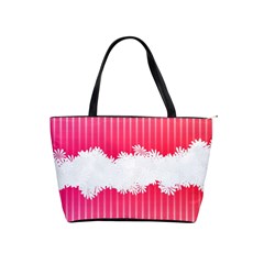 Digitally Designed Pink Stripe Background With Flowers And White Copyspace Shoulder Handbags by Nexatart