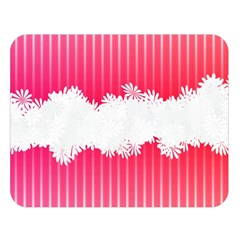 Digitally Designed Pink Stripe Background With Flowers And White Copyspace Double Sided Flano Blanket (large)  by Nexatart